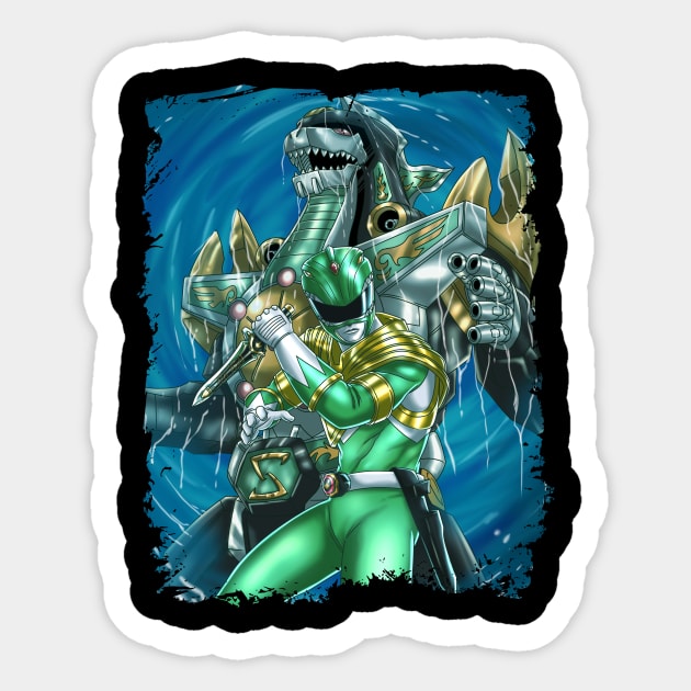 Green Power Ranger and Dragonzord Sticker by Hiro Fiction